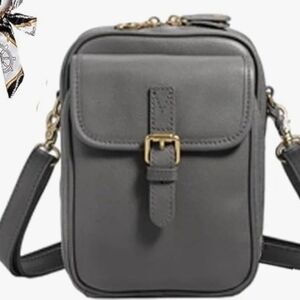 Gray Crossbody Bag with Buckle